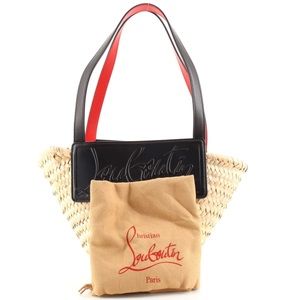 Loubi Shore Small black leather beach tote